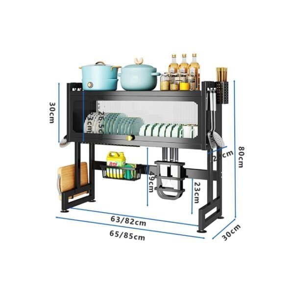 Medium and large sizes of 2-layer dish drying rack dimensions.