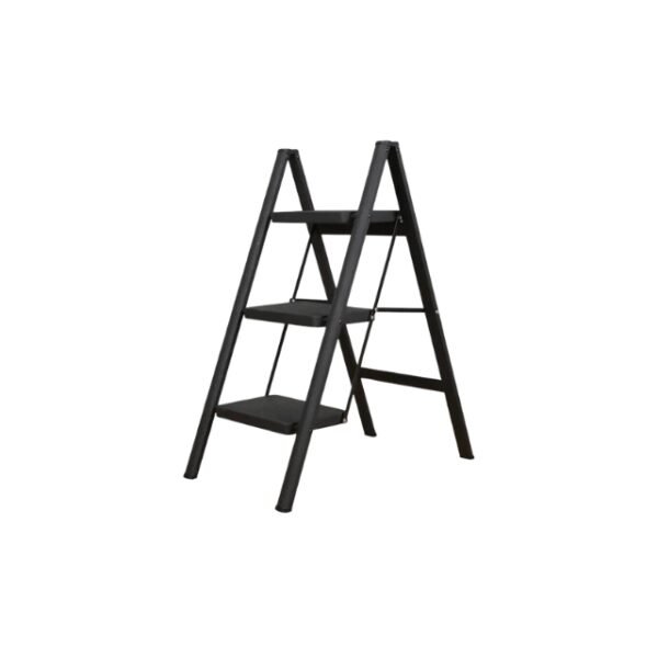 3-step ladder in plain black for household use.