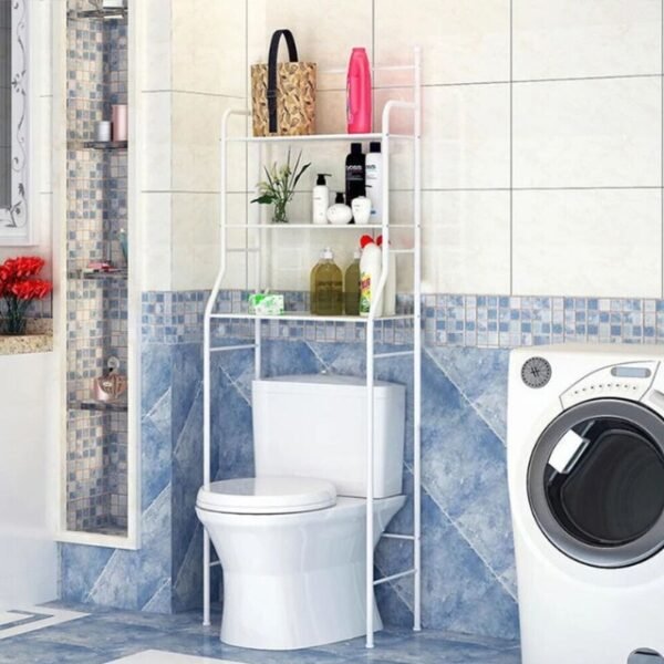 Over-toilet shelf featuring a versatile 3-tier design for storage and decor.