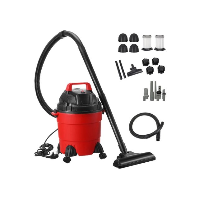 3-in-1 Vacuum Cleaner in Red and Black with Accessories.