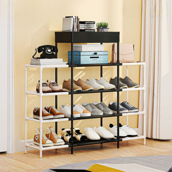 4-layer shoes stand with 3 sections and 4 layers per section.