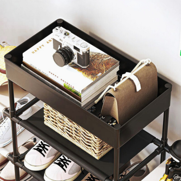 Maximize space with 4-layer shoe stand featuring 21.5 cm compartments.