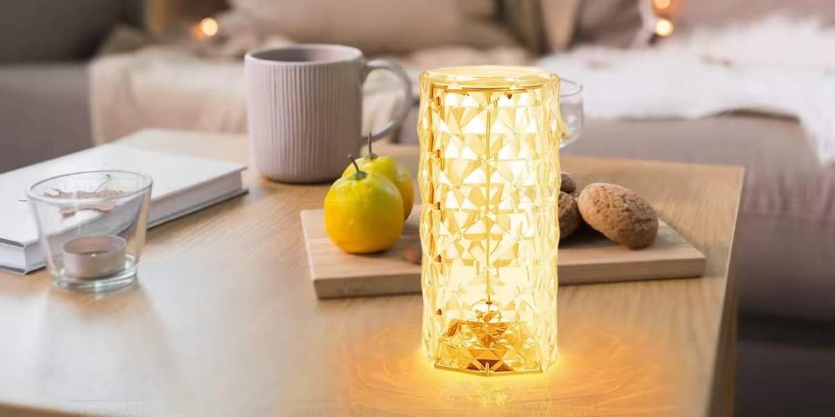 Modern acrylic table lamp on display, complementing interior decor.