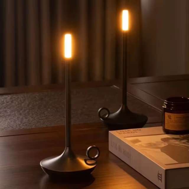 Aladdin table lamps glowing magically in the night, adding ambiance.
