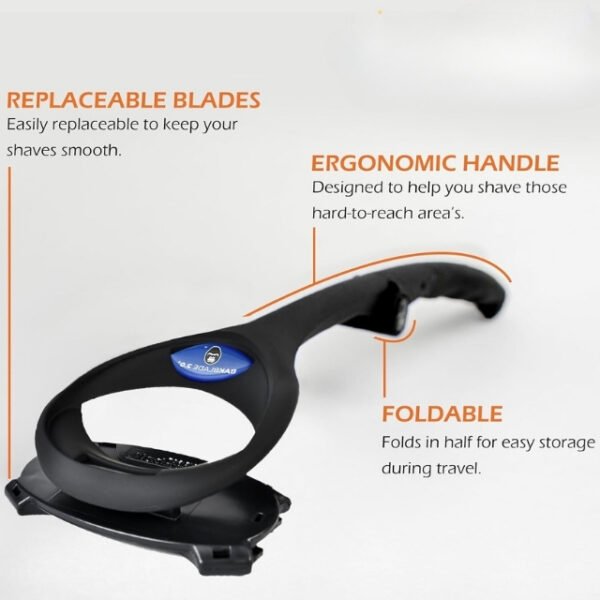 Back shaver blade with ergonomic handle & foldable design