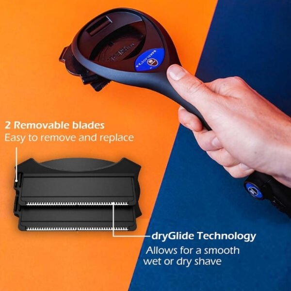 Back shaver blade with smooth wet or dry shave technology