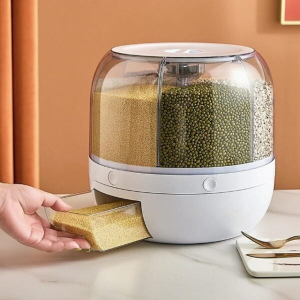 Spacious 5kg capacity cereal and grain dispenser.