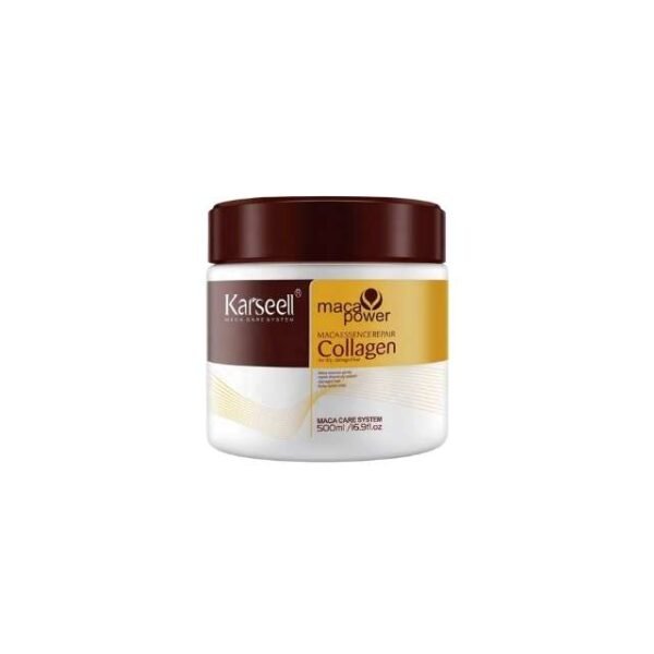 Karseell Collagen hair cream jar with collagen, argan oil, and maca for shiny hair.