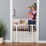 Safety 1st child gate keeps children safe, moms happy, and stairs danger-free.