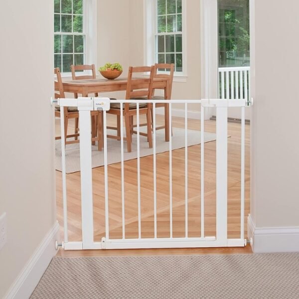 Safety 1st child gate mounted between door frames for ultimate kiddo protection.