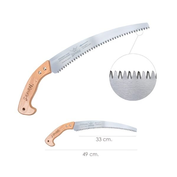 33cm Samurai Pruning Saw dimensions – Stainless Steel for Precise Gardening.