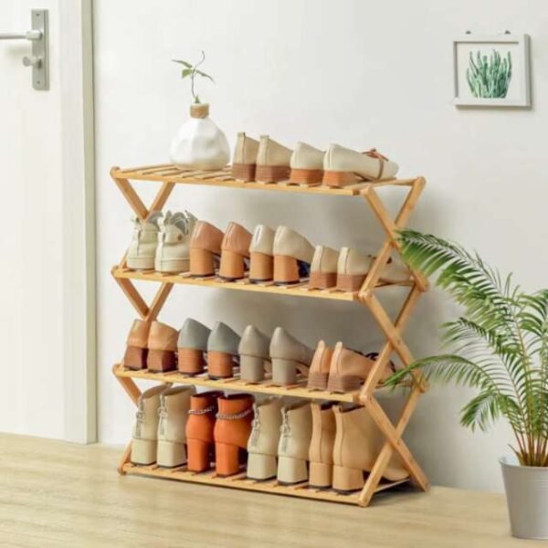 4-Layer bamboo shoes rack home organizer.