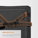 Durable nylon adjustable straps on HOTOR car trash can, with quick-release button for easy installation.