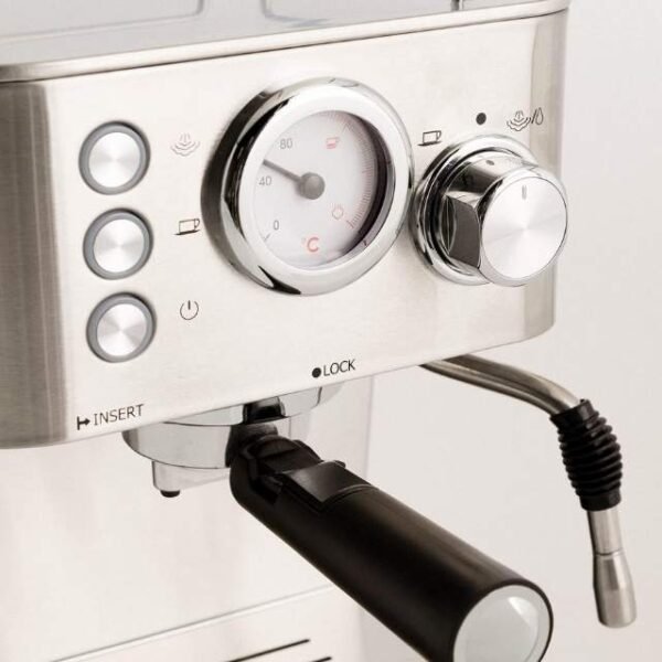 Ikohs espresso coffee machine with stainless steel casing.