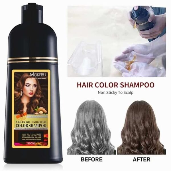 Mokeru Argan Hair Dye Shampoo Before and After