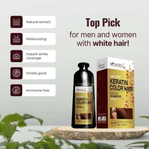 Mokeru Keratin Hair Dye Shampoo Package