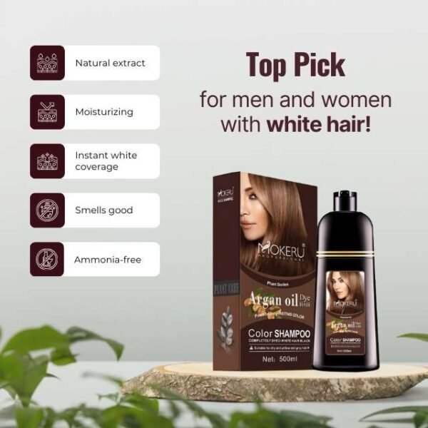 Mokeru Argan Hair Dye Shampoo Package