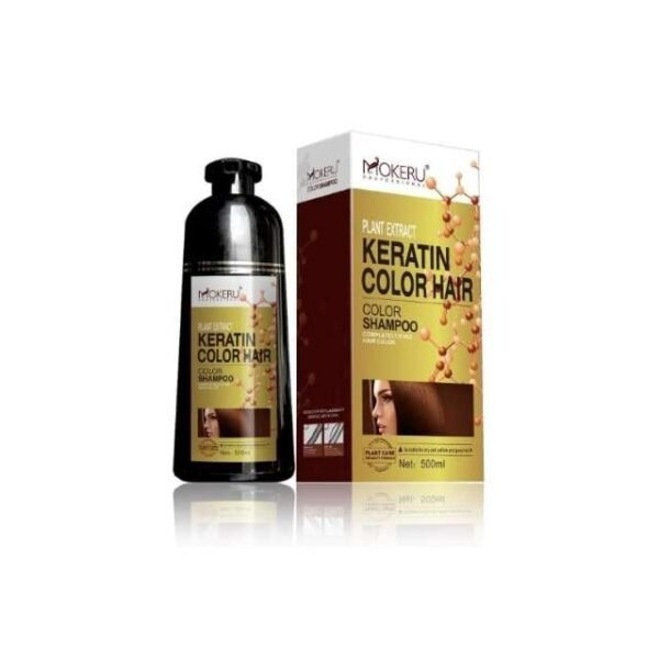 Mokeru Keratin Hair Dye Shampoo Bottle