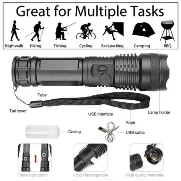 Versatile tactical torch light for night adventures.