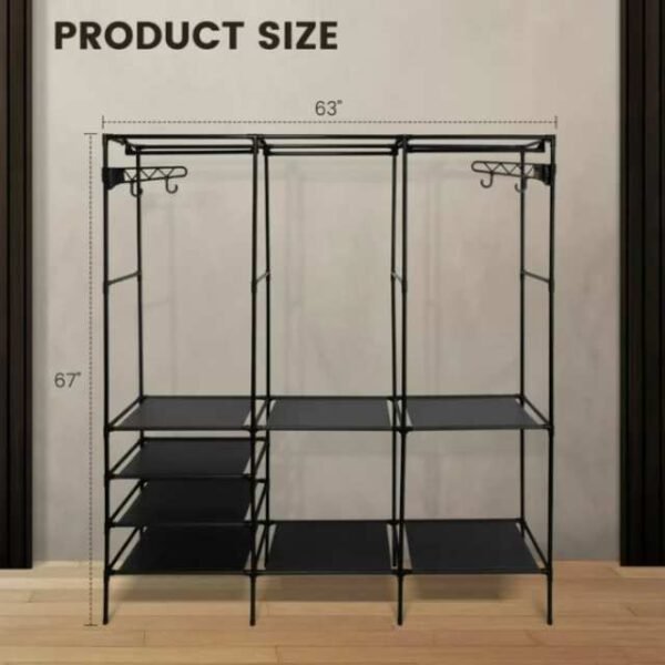 3-Section clothes rack product size 160 x 36 x 170 cm.