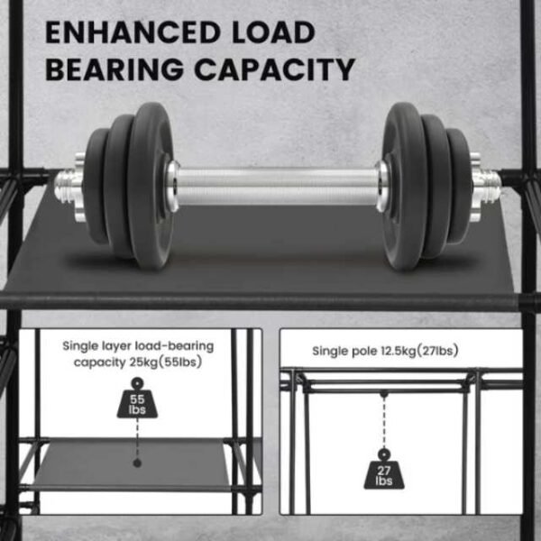 3-Section clothes rack enhanced load capacity.