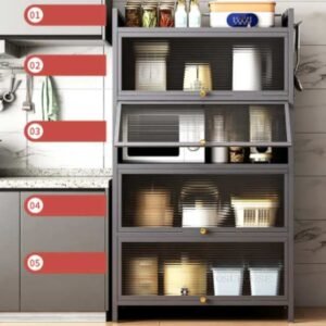 5-Layer Kitchen Cabinet, Metal Storage Shelving Rack