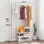 Lightweight White Single Pole Clothes Rack Dimensions: 35 x 93 x 165 cm.