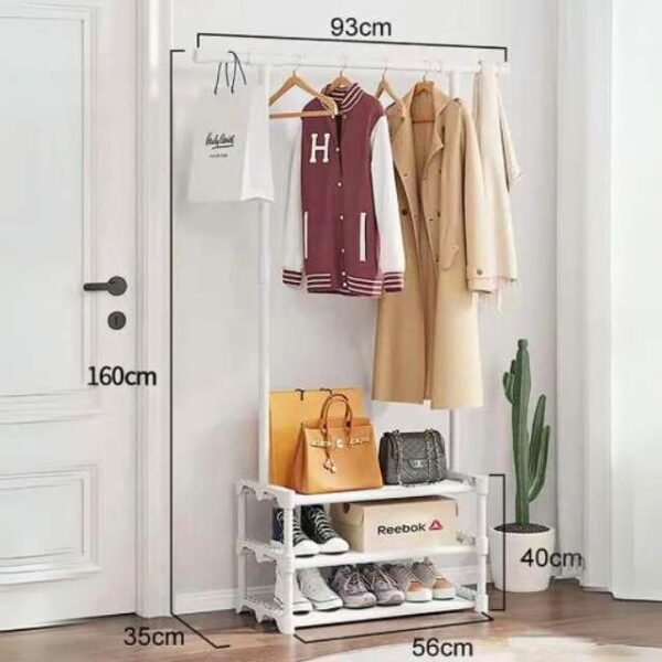 Lightweight White Single Pole Clothes Rack Dimensions: 35 x 93 x 165 cm.