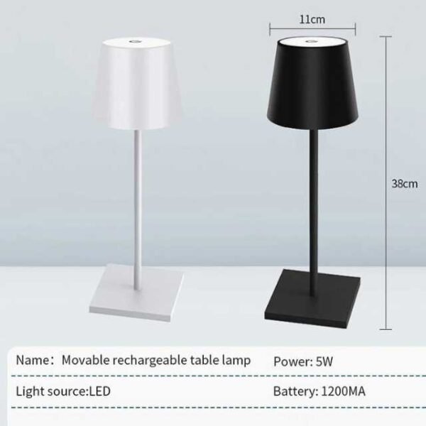 Specifications of portable bedside table lamp with low power consumption.