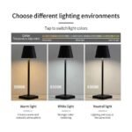Bedside table lamp with three color options for diverse moods.