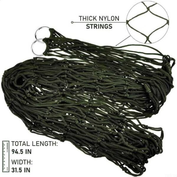 Outdoor net hammock durable nylon material.