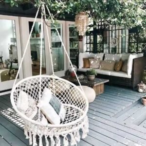 Swing Hammock Chair, Outdoor Hanging Seat, 440lbs Cotton