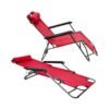 Reclining chair with two positions. Switches from a camping chair to a full sun lounger effortlessly.