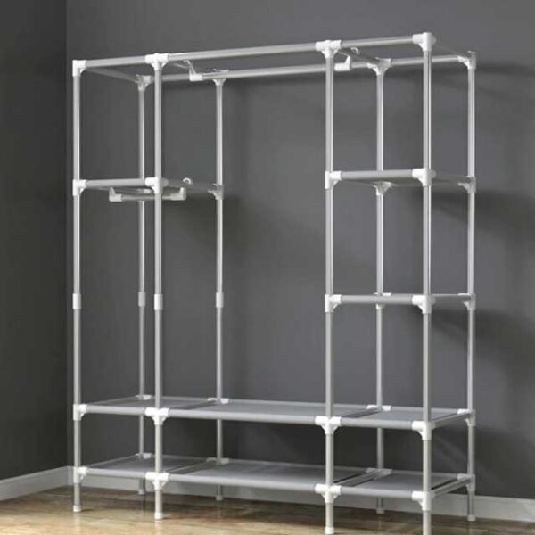 Heavy-duty storage closet with durable steel structure for maximum stability.