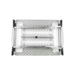 Fully folded table showing compact size and portable design for easy transport.