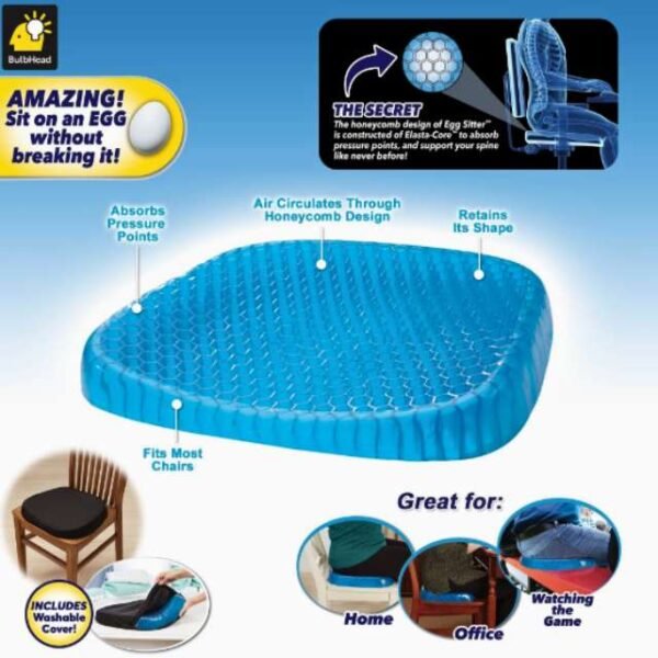 Features of the egg sitter seat cushion.