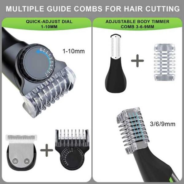 HTC hair clipper with 1-10mm hair comb for flexible trimming.