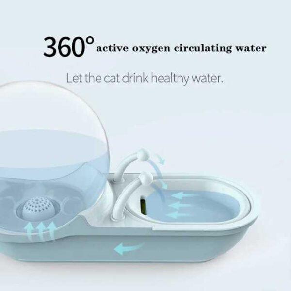 360° active oxygen circulation in pet water fountain for healthy drinking water.