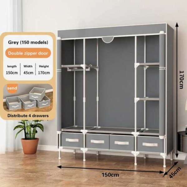 Spacious 150 x 45 x 170 cm lightweight portable bedroom closet.