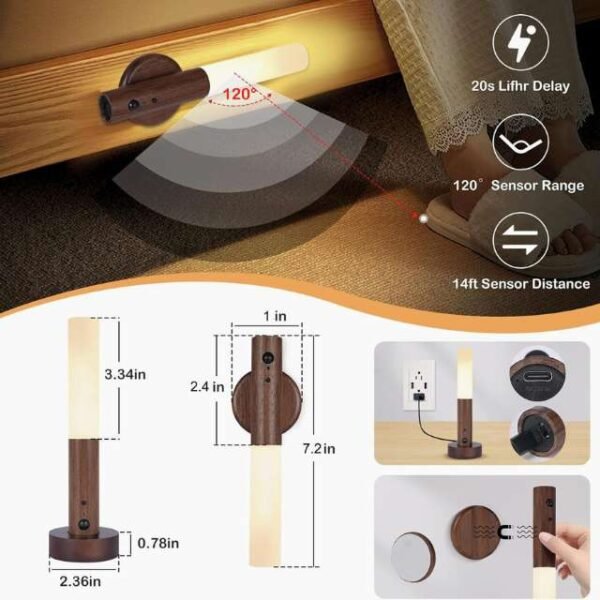 Motion sensor night lamps demonstrating wide sensing range, compact and lightweight design.