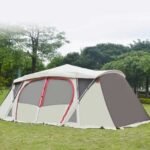 Aluminum camping tent with sturdy poles and oxford fabric.