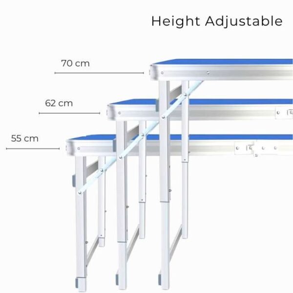 Height-adjustable picnic table set with 3-level adjustments.