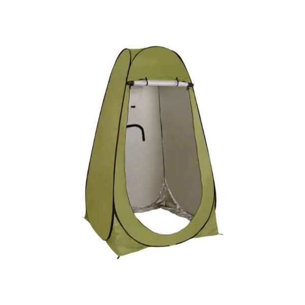 Pop-up shower tent ventilation closing door