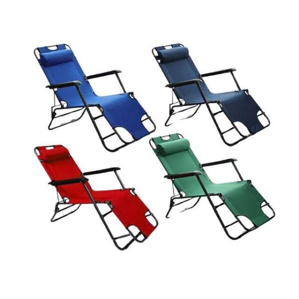 Stylish reclining chair in multiple colors. Available in red, blue, gray, and green.