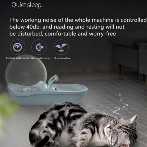 Ultra-quiet operation of the automatic pet water fountain ensuring peaceful sleep.