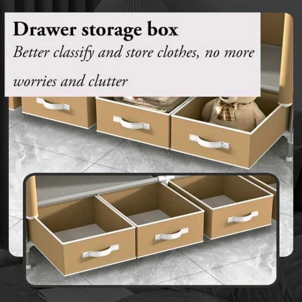 Clothes wardrobe equipped with four high-quality drawer storage boxes.