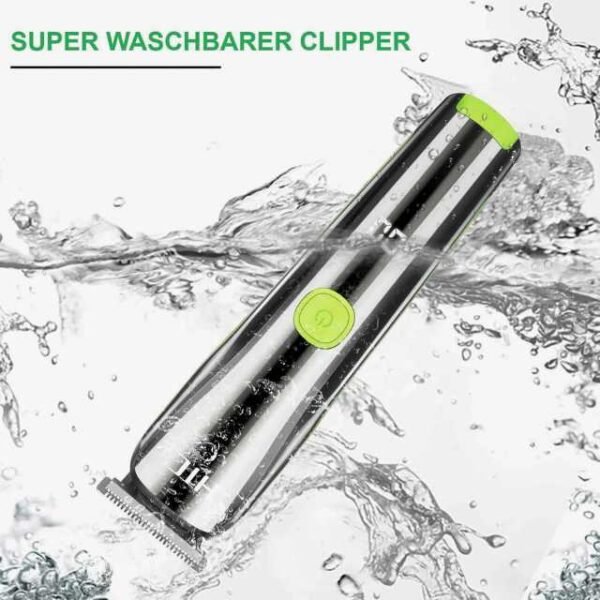 Rechargeable waterproof hair and beard clipper with ergonomic steel black body.