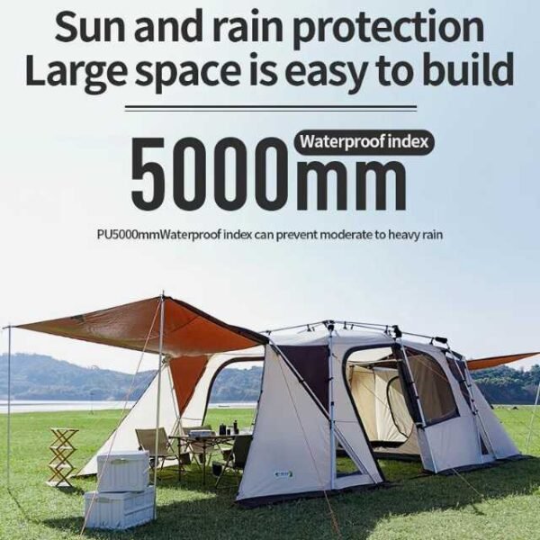 Weatherproof large outdoor camping tent with high waterproof index.