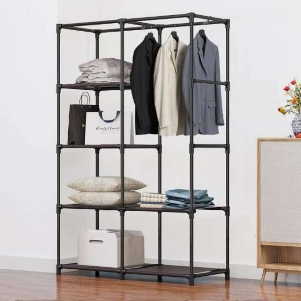 Clothes organizer with a strong iron structure and waterproof shelves.