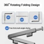 360 rotating and folding design of collapsible wall mounted clothes hanger.